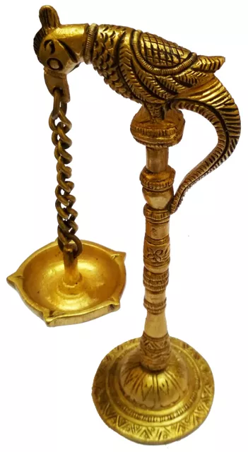 Peacock Oil Lamp: Hanging 5-Diya Deepam (11577)