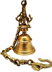 Brass Hanging Bell Ma Lakshmi: Deep Resonating Sound (11580)