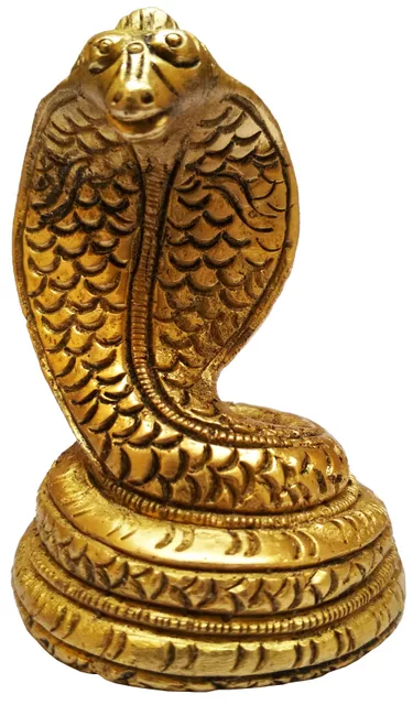 Brass Idol Nagaraj Vasuki: Serpent God on Shiva (11582)