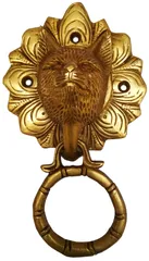 Brass Door Knocker: Antique Cat Face Design Gate Handle (11596)
