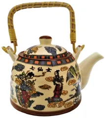 Ceramic Kettle 'Morning Beauty': 500 ml Tea Coffee Pot, Steel Strainer Included (11622)