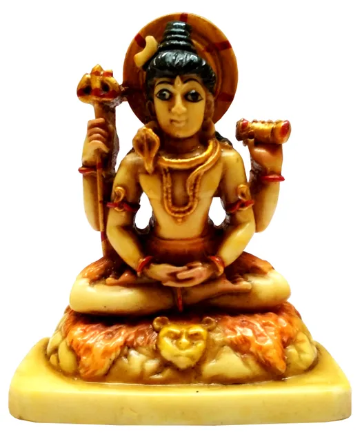 Resin Idol Lord Shiva Mahadev, the Destroyer of Evils: Stone Finish Statue for Home Temple (11646)