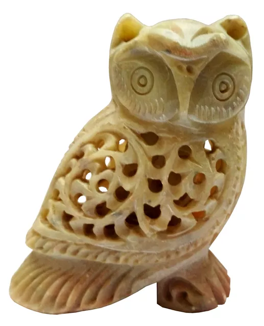 Soapstone Statue: Jali Carving Owl (11660)