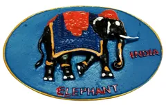 Stone Fridge Magnet:  Colorful Elephant, Indian Souvenir Gift (11668)