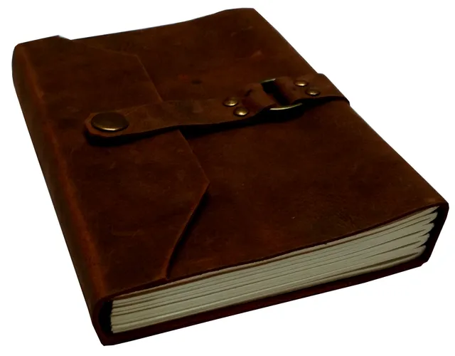 Leather Diary 'Belted Secrets': Handmade Paper Journal for Corporate Gift or Personal Memoir (11689)