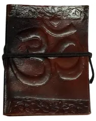 Leather Diary 'Sacred Om': Handmade Paper Travel Journal Pocket Notebook (11711)