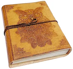 Leather Journal 'Owl's Wisdom': Handmade Paper Diary for Corporate Gift or Personal Memoir (11738)