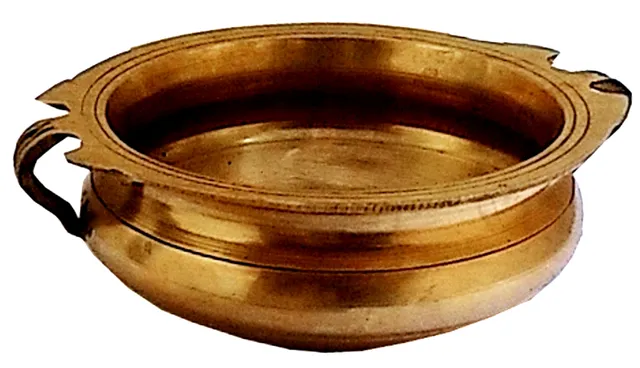 Brass Urli (Uruli, Varpu): Vintage Design Small Water Bowl for Candles or Flowers (11759)