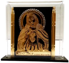 Gold Leaf Jesus Christ Relief in Transparent Case: For Home, Altar or Car (11769)