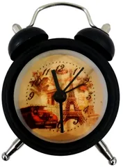 Alarm Clock with Ringing Bells: Small Portable Size, Vintage Design Dial (11770B)