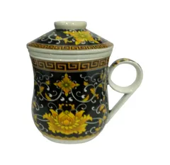 Porcelain Oriental Tea Cup, Infuser & Lid 'Mountain Mist' (11799A)