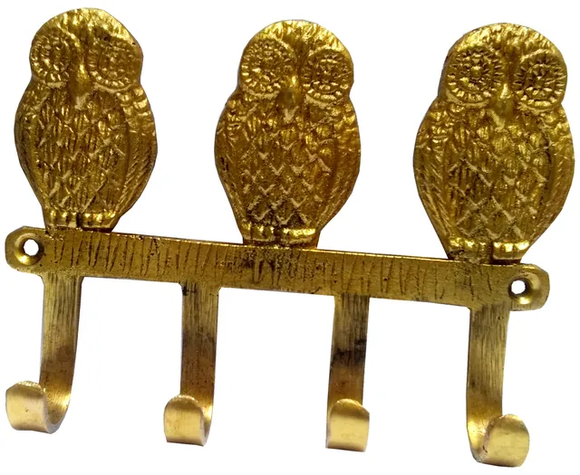 Brass Wall Hooks 'Three Wise Owls': Vintage Design Decorative Hanger (11817)