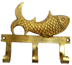 Brass Wall Hooks 'Fishy Affair': Vintage Design Decorative Hanger (11821)