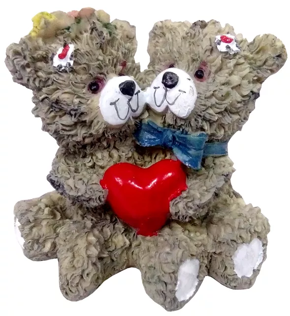 Resin Showpiece 'Cute Couple': Teddy Bears & Red Heart (11865)