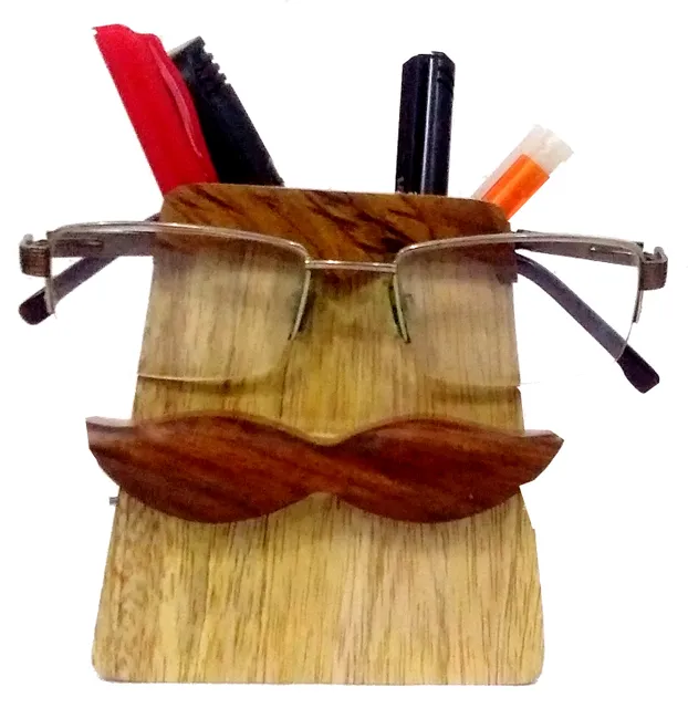 Wooden Pen Stand Spectacles Holder 'Naughty Boy': Quirky Design Handmade Gift (11883)