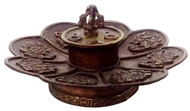 Brass Incense Holder: Buddhist Tibetan Holy Symbols for Prayer or Meditation (11889)