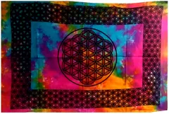 Cotton Wall Poster Beach Throw 'Mystic Mandala': Bohemian Hanging Tapestry (20037)