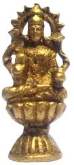 Rare Miniature Brass Idol Goddess Lakshmi (Laxmi): Unique Collectible Gold Finish Statue (11901)