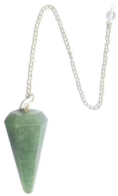 Green Aventurine Pendulum: Reiki Healing Dowsing Divination Crystal Hexagon Point Stones Pendant (11922)