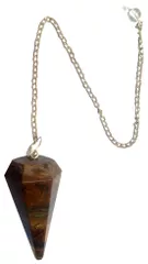 Tiger Eye Pendulum: Reiki Healing Dowsing Divination Crystal Hexagon Point Stones Pendant (11923)