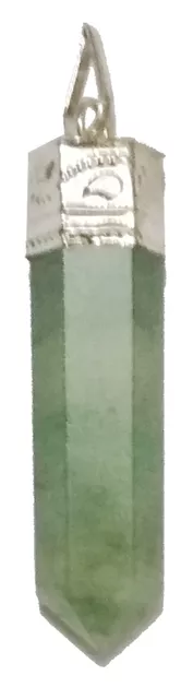 Green Aventurine Needle Pendant: Energized Natural Crystal, Healing Stone Chakra Necklace (11675)