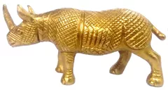 Brass Rhinoceros Statuette: Collectible Art Showpiece (11975)