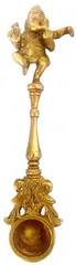 Brass Aarti Hawan Udharini Ganesha: Pooja Spoon For Home Temple (11976)