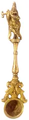 Brass Aarti Hawan Udharini Krishna: Pooja Spoon For Home Temple (11978)