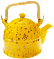 Oriental Porcelain Kettle 'Morning Whispers': 850 ml Tea Coffee Pot, Steel Strainer Included (11996)