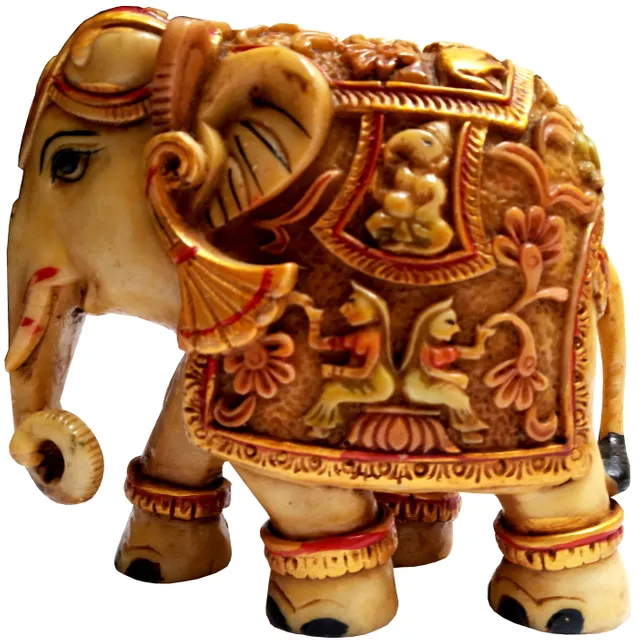 Resin Idol 'Airavat, Elephant of the Gods': Hindu Mythology Design Statue (12006)