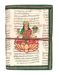 Handmade Paper Journal Goddess Lakshmi: Vintage Diary Notebook With Thread Closure (12082)