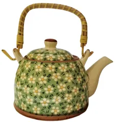 Ceramic Kettle 'Spring Bouquet': 500 ml Tea Coffee Pot, Steel Strainer Included (11624)