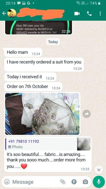 Its soo beautiful.. fabric is amazing. Thank You soo much,  Order more from you  -Reviewed on 10th OCT 2022