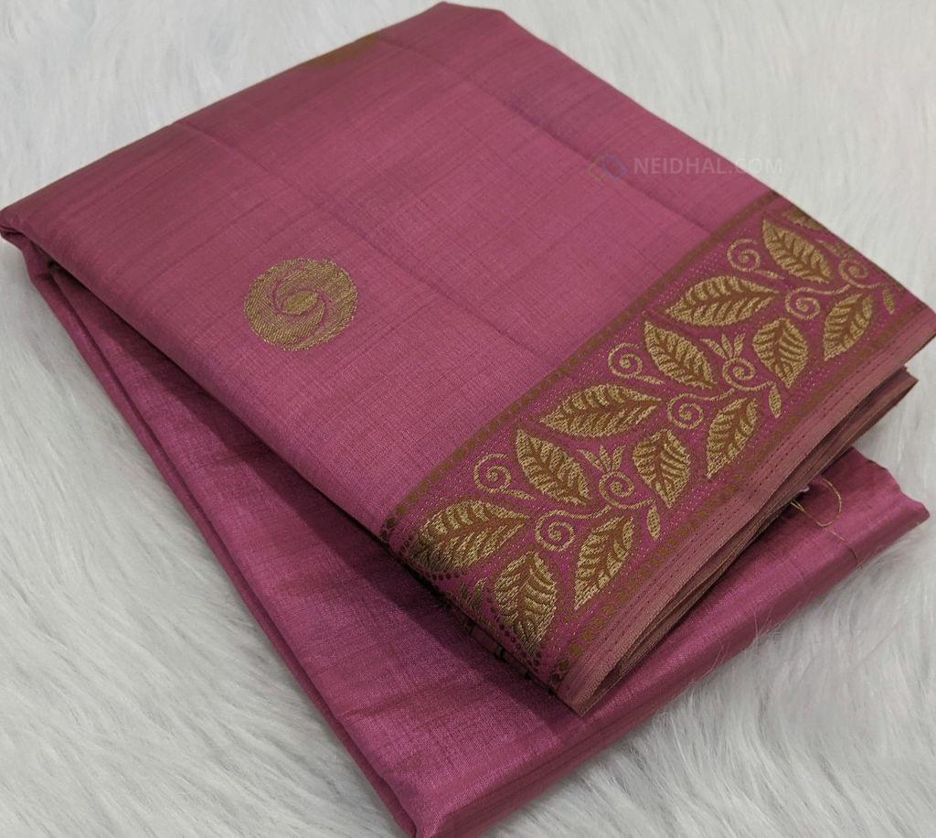 CODE WS199 :Light Pink semi dupion silk saree with antique zari woven double side borders and buttas all over, dual shaded tissue pallu, zari striped running blouse
