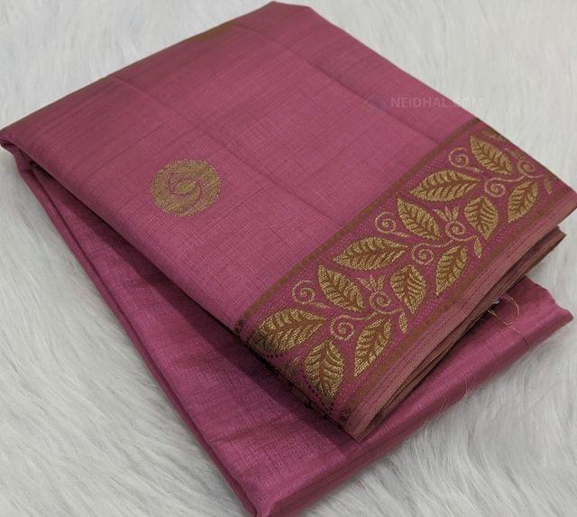 CODE WS199 :Light Pink semi dupion silk saree with antique zari woven double side borders and buttas all over, dual shaded tissue pallu, zari striped running blouse