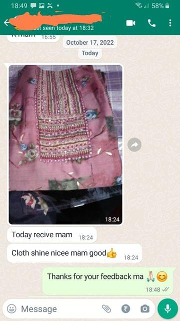 Today receive mam, cloth shine nicee mam, good..-Reviewed on 21st OCT 2022