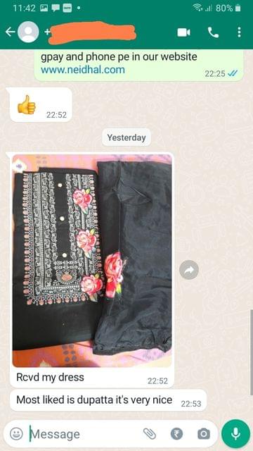 Received my dress, Most liked is dupatta its very nice.-Reviewed on 30th OCT 2022