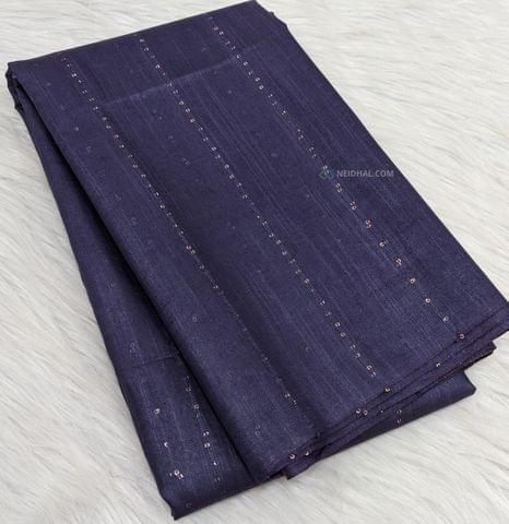 CODE WS319 : Greyish blue premium linen borderless saree with sequence work all-over ,thread woven design in pallu with gold zari weaving and tassels( as these are handwoven, slight inconsistencies in weaving are not to be considered as defects),plain running blouse