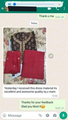 Yesterday I received this dress material its excellent and awesome quality tq u mam-Reviewed on 31 JAN 2023