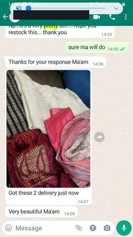 Thanks for your response ma'am, got these 2 delivery just now very beautiful ma'am-Reviewed on 20th MAR 2023
