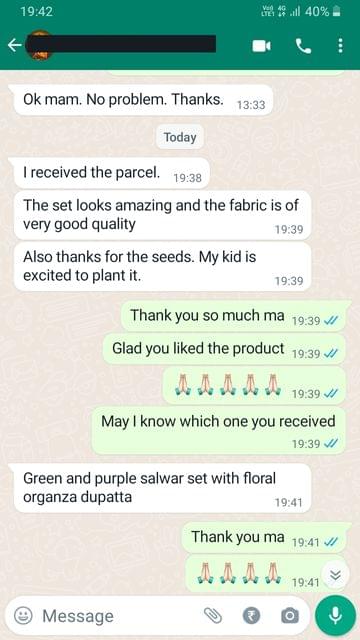 I Received the parcel. the set looks amazing and the fabric is of very good quality also thanks for the seeds. my kid excited to plant it-Reviewed on 24th MAR 2023