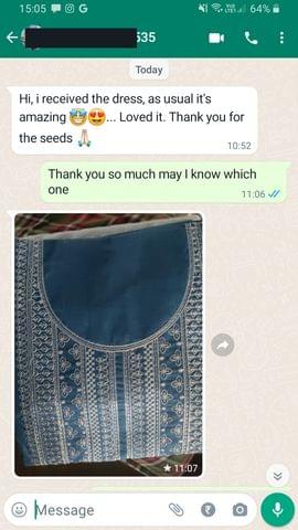 Hii, i received the dress, as usual it's amazing... loved it. thank you for the seeds. -Reviewed on 23-MAY-2023