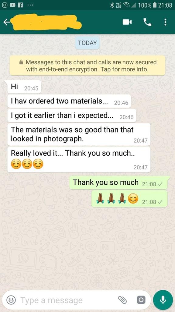 Ordered two materials i got it earlier than expected. The material was so good than that looked in photograph. Really loved it. Thank you so much - Reviewed on 01-Dec-2018