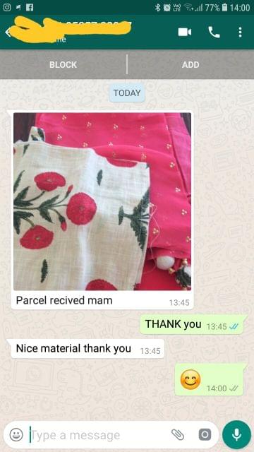 Parcel received mam. Nice material thank you.  - Reviewed on 07-Jan-2019