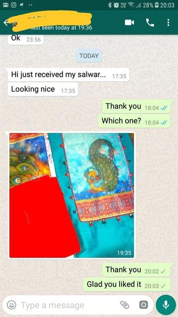 I just received my salwar.  Looking Nice....   - Reviewed on 18-Jan-2019