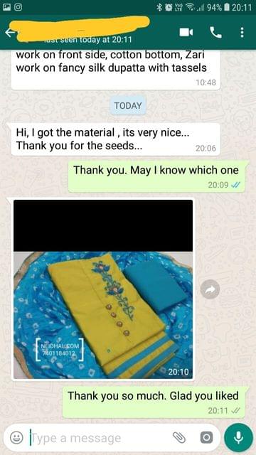 I got the material, It's very nice.. Thank you for the seeds.. - Reviewed on 01-Feb-2019