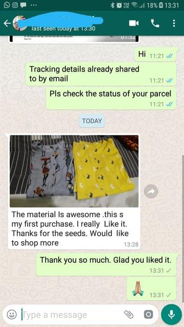 The material is awesome... This is my first purchase... I really like it... Thanks for the seeds... Would like to shop more. -Reviewed on 27-May-2019