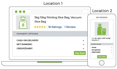 Checkout page of hyperlocal ecommerce store selling rice & offering multiple payment options.