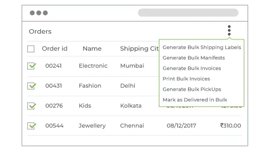 A laptop screen showing admin panel with bulk order processing feature offered by StoreHippo B2B ecommerce solutions.