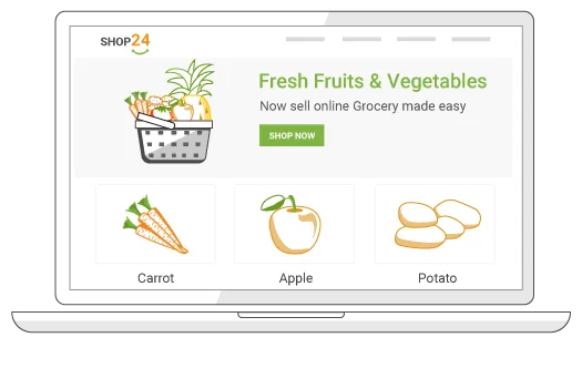 Homepage of an online grocery store depicting horizontal hyperlocal marketplace powered by StoreHippo q commerce solution